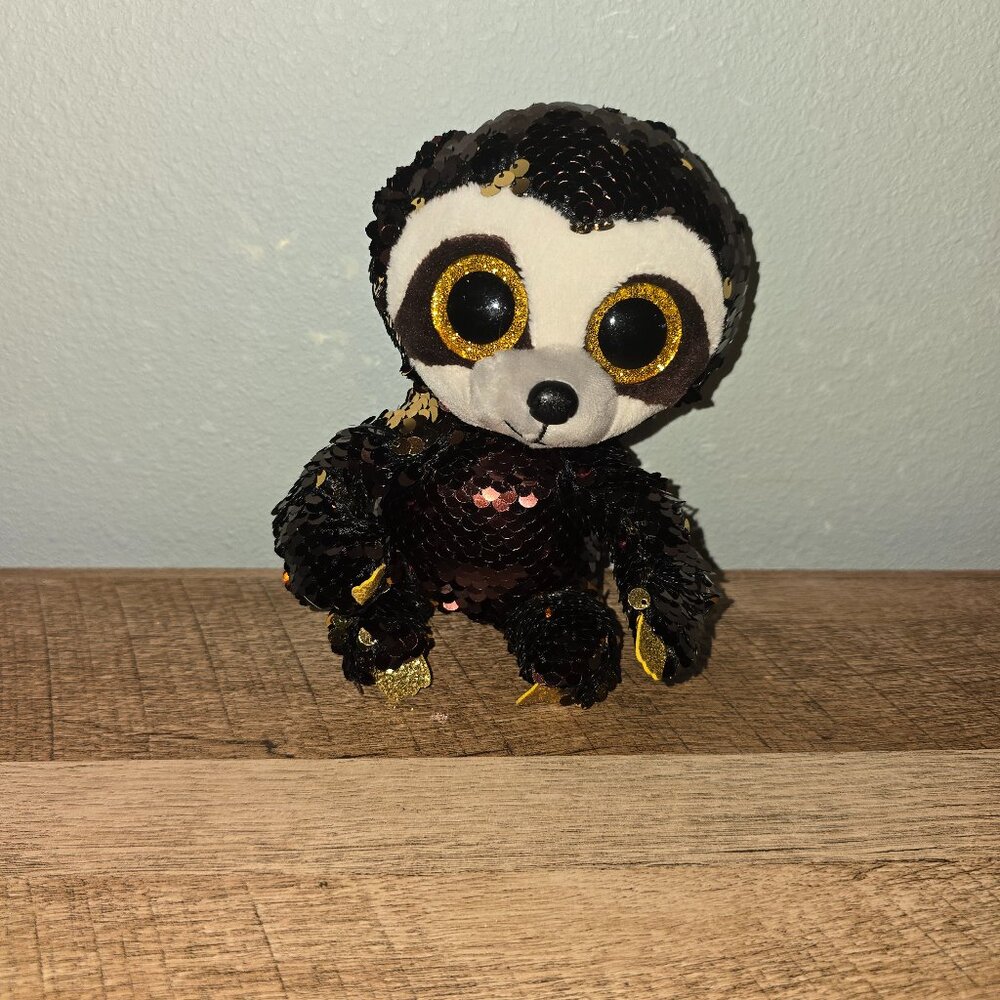 Ty Beanie Boo Dangler the Sloth Sequin Stuffed Animal Plush 6"